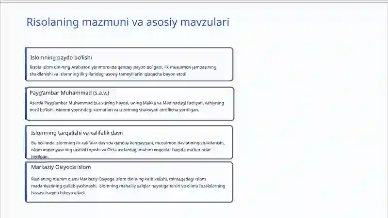 "Muxtasar islom tarixi" risolasi 4