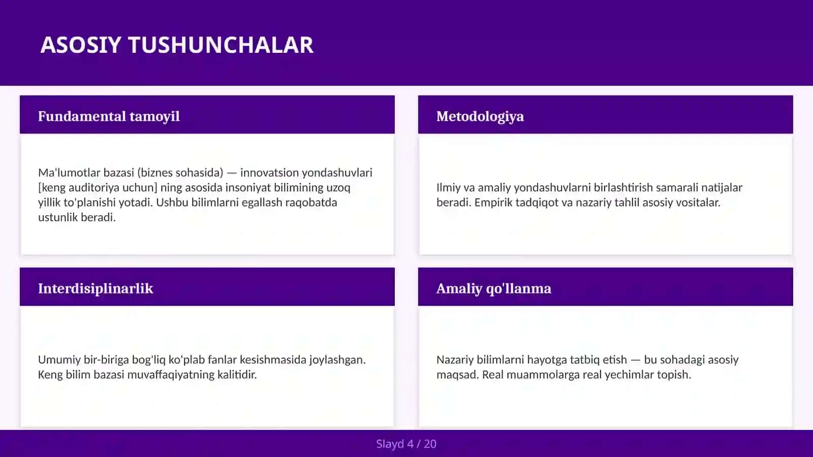 MA'LUMOTLAR BAZASI (BIZNES SOHASIDA) — INNOVATSION YONDASHUVLARI [KENG AUDITORIYA UCHUN] 4