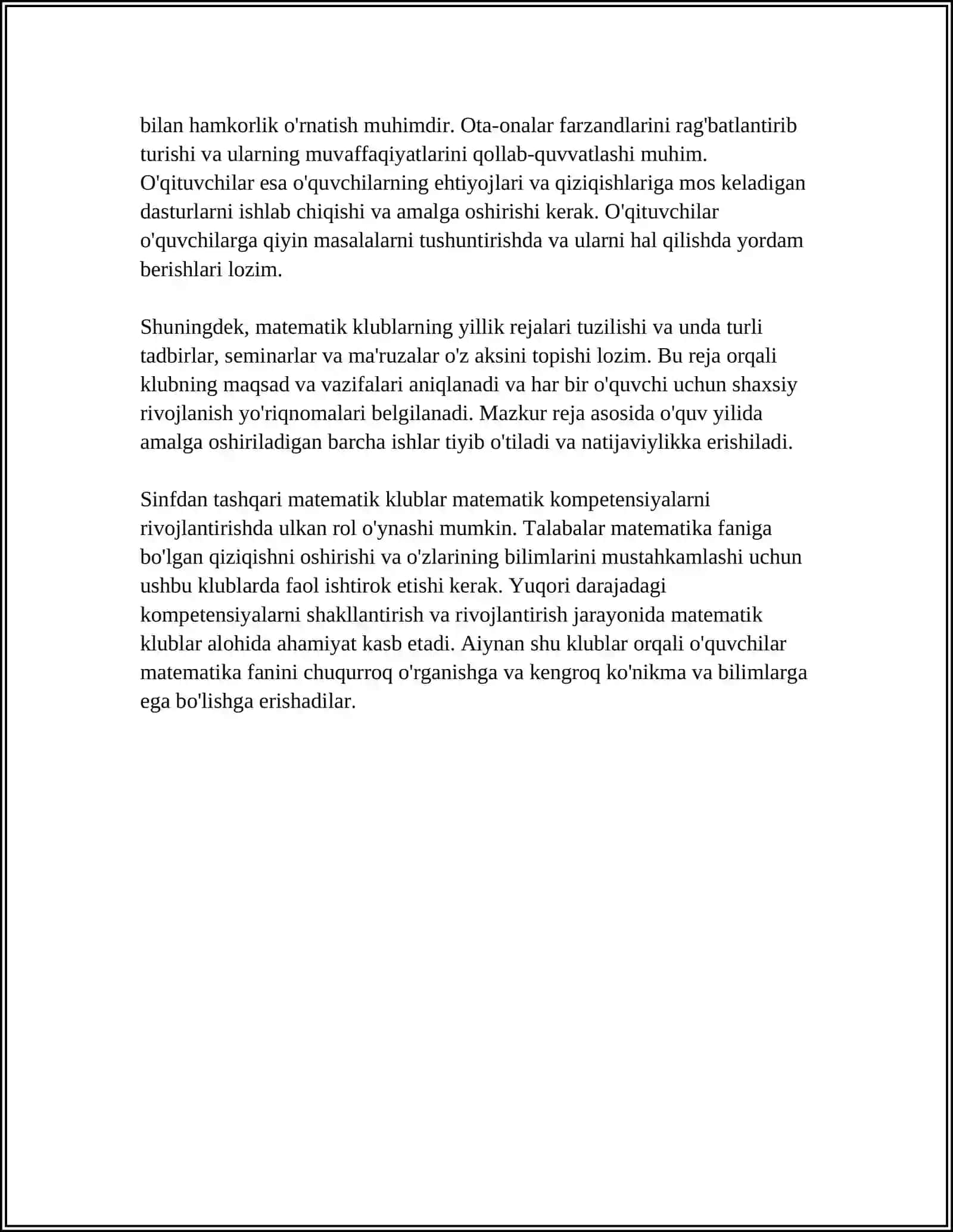 SINFDAN TASHQARI ISHLAR ORQALI MATEMATIK KOMPETENSIYALARNI RIVOJLANTIRISH 4