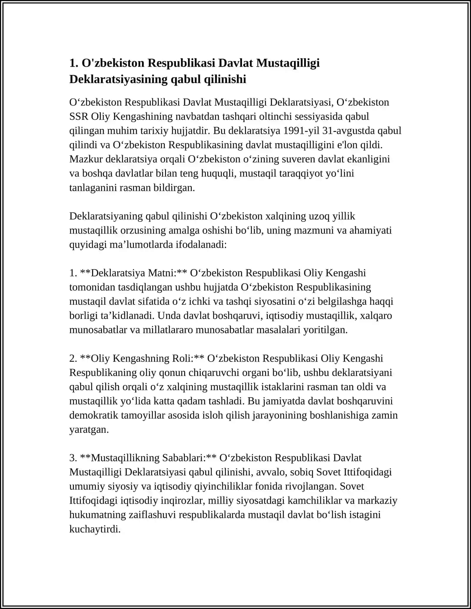 O‘zbekiston Respublikasi Davlat Mustaqilligi Deklaratsiyasi 4
