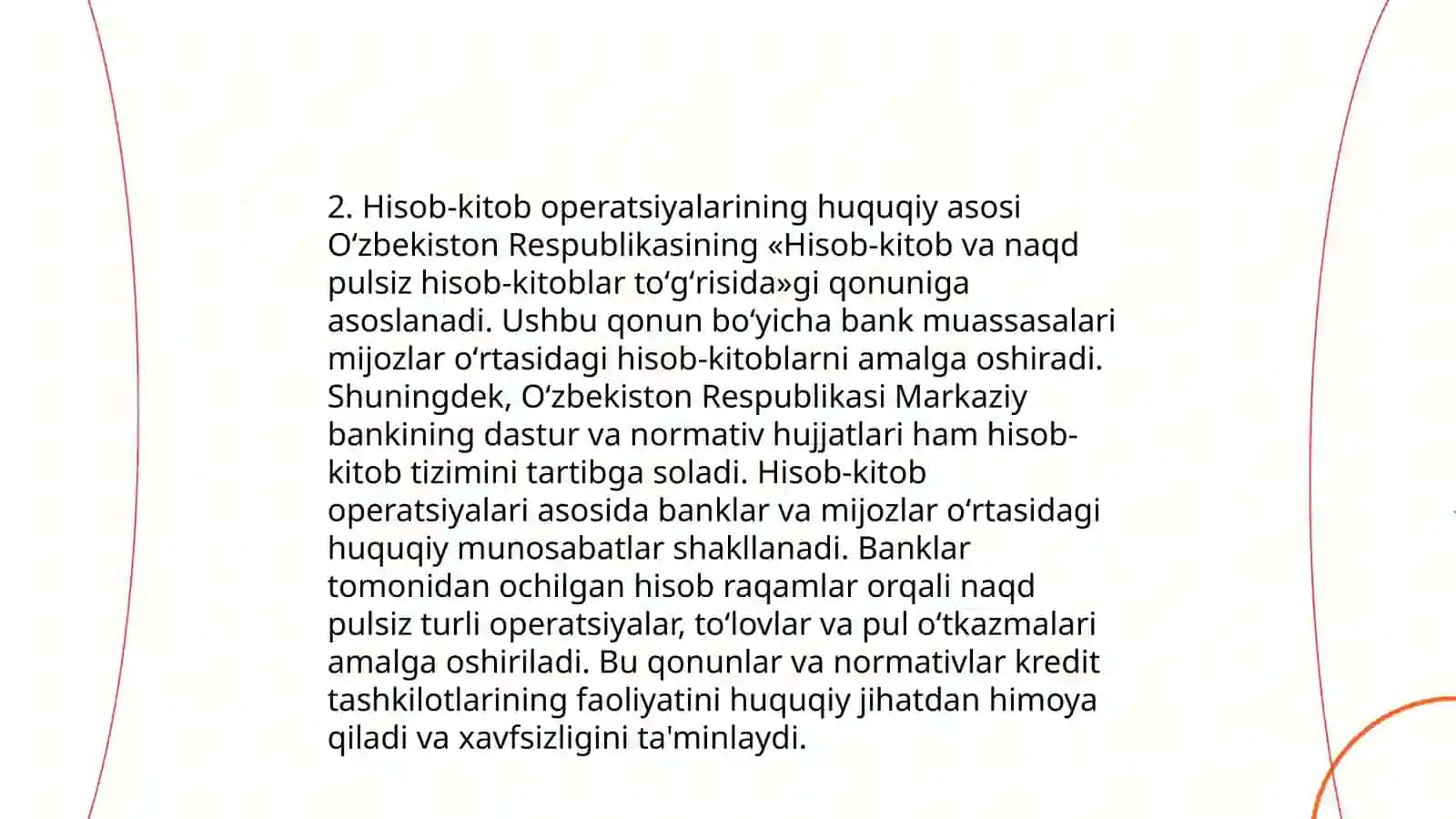 Banklarda debitorlar va kreditorlar bilan hisob-kitob qilish tartibi 4