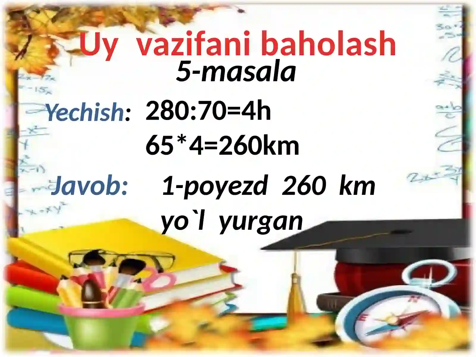 HARAKATGA DOIR MASALALARNI YECHISH 4