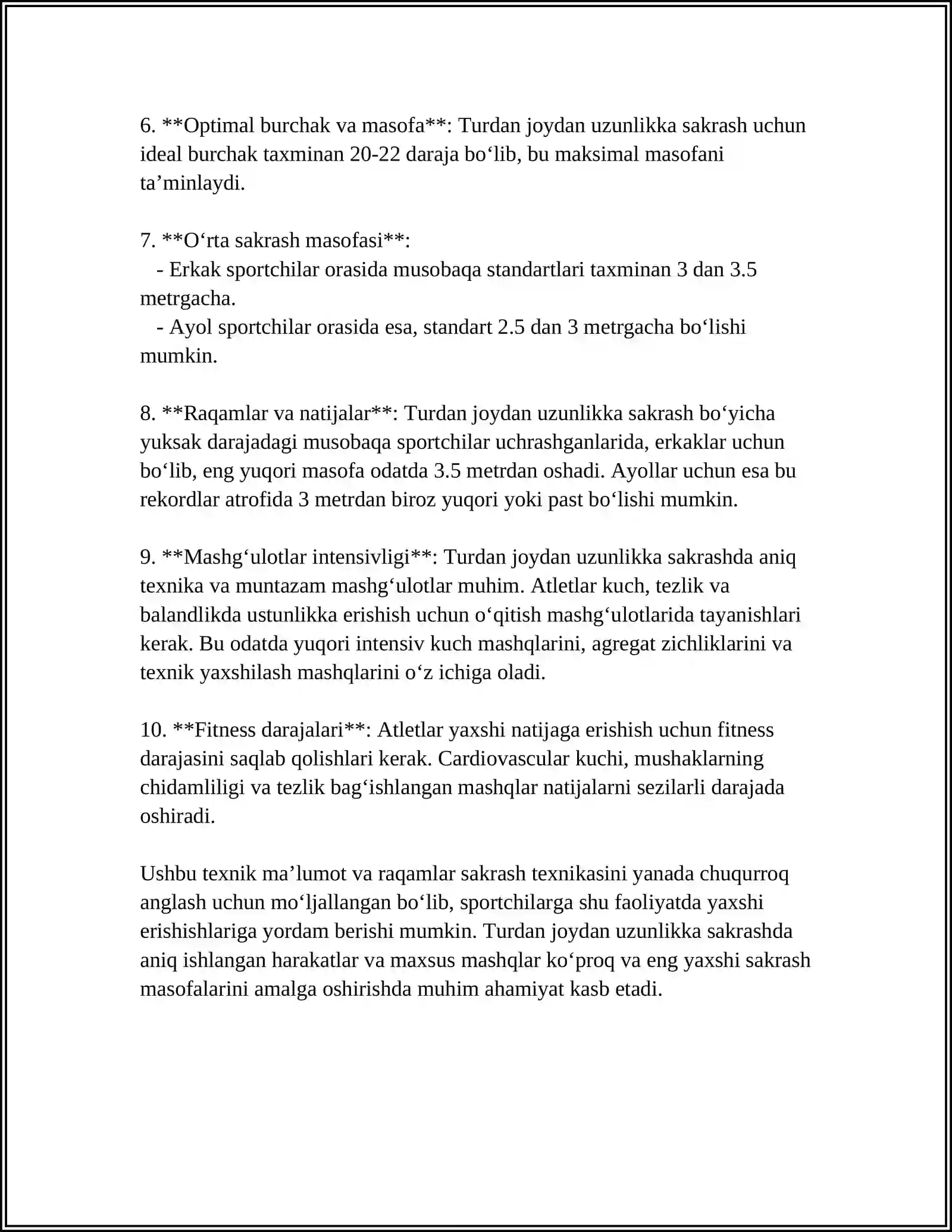 TURDAN JOYDAN UZUNLIKKA SAKRASH (SM). MAJT-(ME’YORI). SPORT TURLARI O‘YINLARINI TEXNIKA VA TAKTIKASI (BASKETBOL, FUTBOL, VOLEYBOL-(ME’YORI) 4