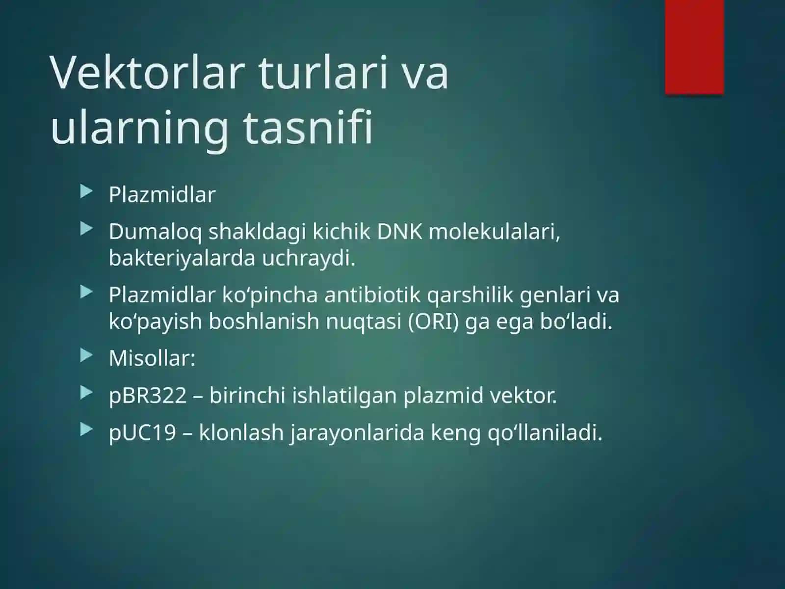 Gen muhandisligida  foydalaniladigan vektorlar 4