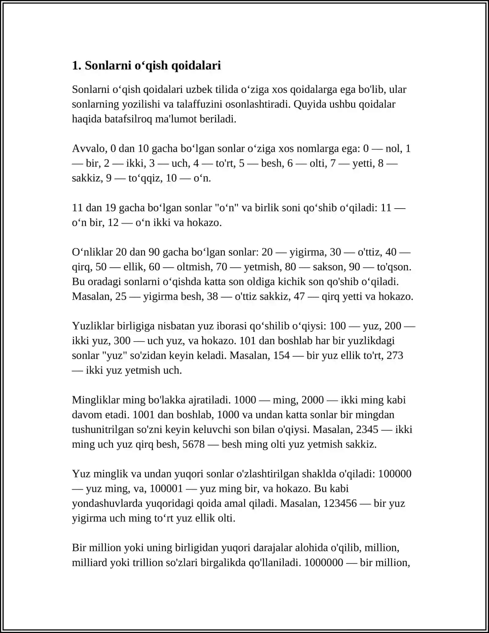 SONLARNI OʻQISH,YOZISH, TAQQOSLASH VA TARKIBINI BILISH 4