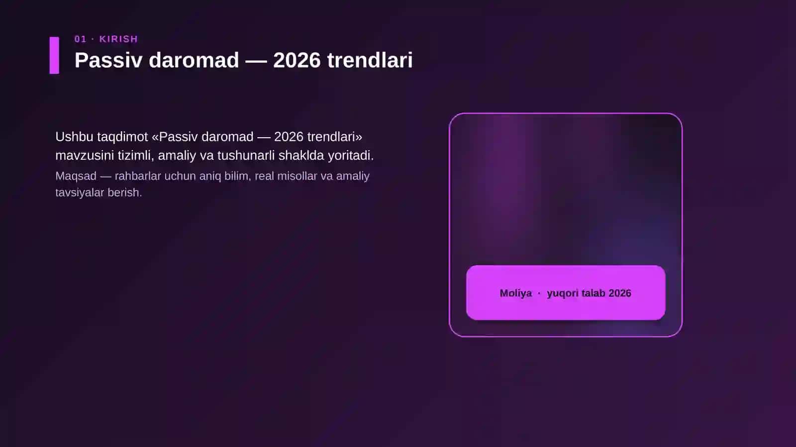 Passiv daromad — 2026 trendlari 4