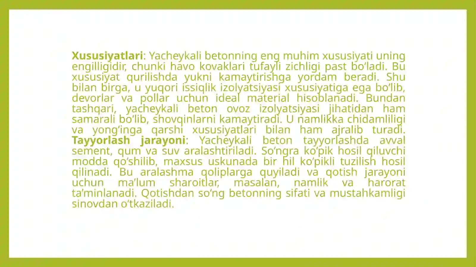Yacheykali beton tayyorlash texnologiyasi 4