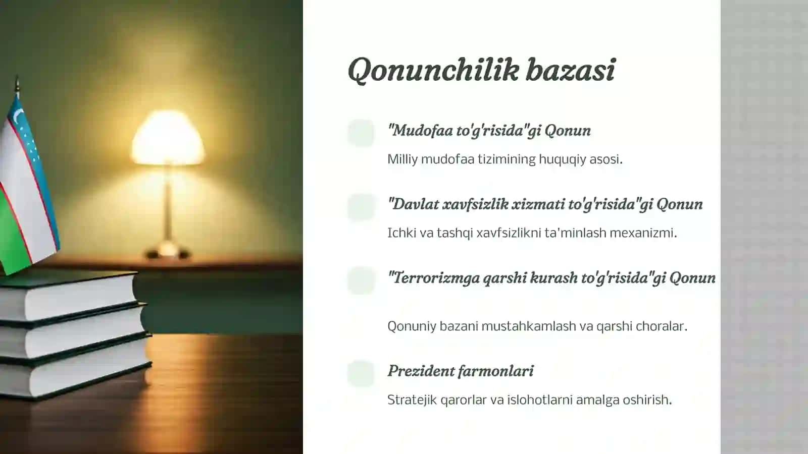 Kamoldinov Burhoniddin "Milliy xavfsizlikni ta’minlash borasida amalga oshirilayotgan ishlar" 4