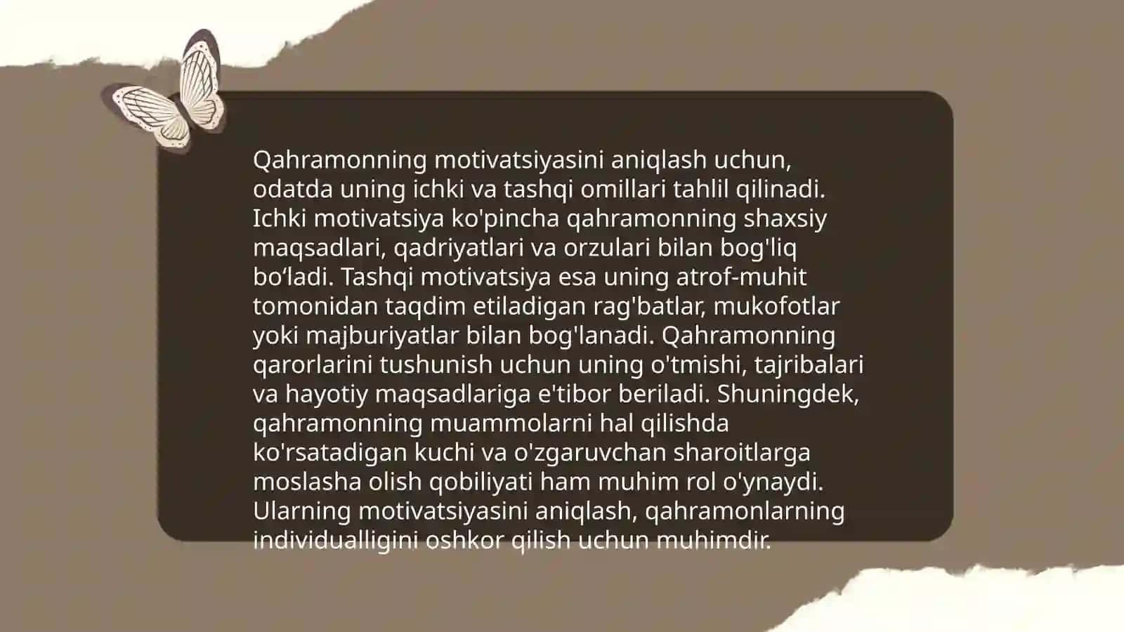 Qahramon xarakterini shakllantirishning asosiy tamoyillari 4
