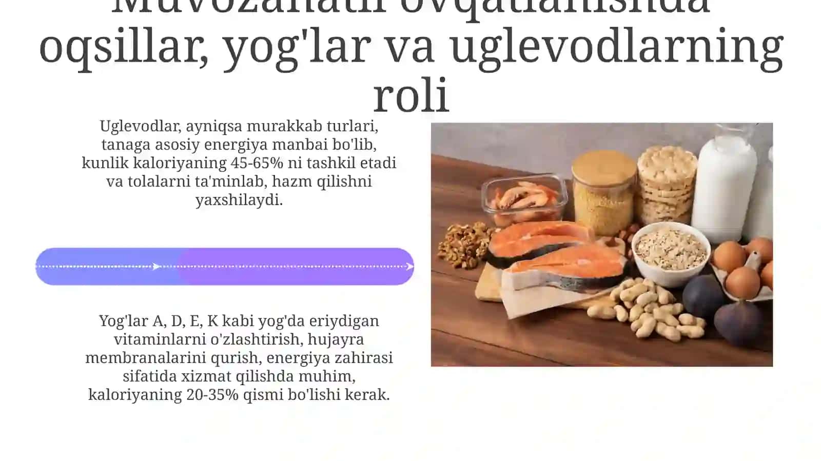 Oqsillar, yog'lar va uglevodlarning ahamiyati 4