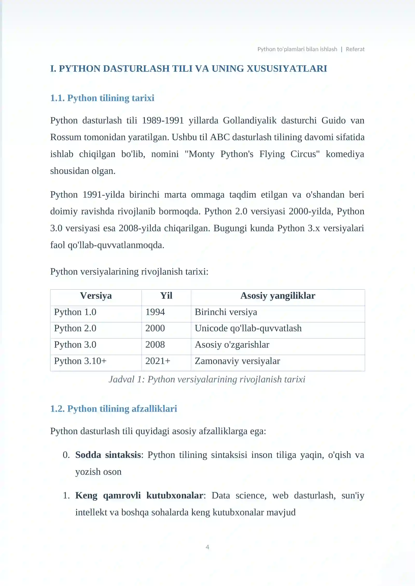 Python to'plamlari bilan ishlash 4