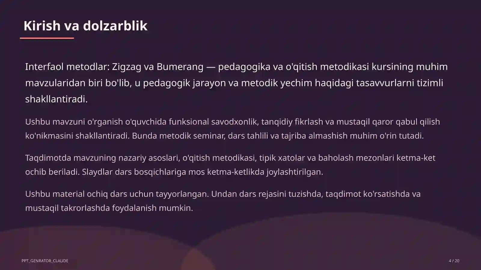 Interfaol metodlar: Zigzag va Bumerang 4