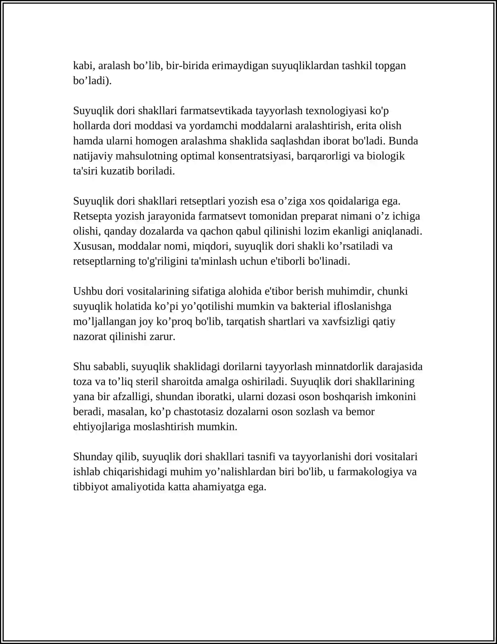SUYUQ DORI SHAKLLARI VA ULARGA RETSEPT YOZISH RETSEPT YOZISH QOIDALARI 4