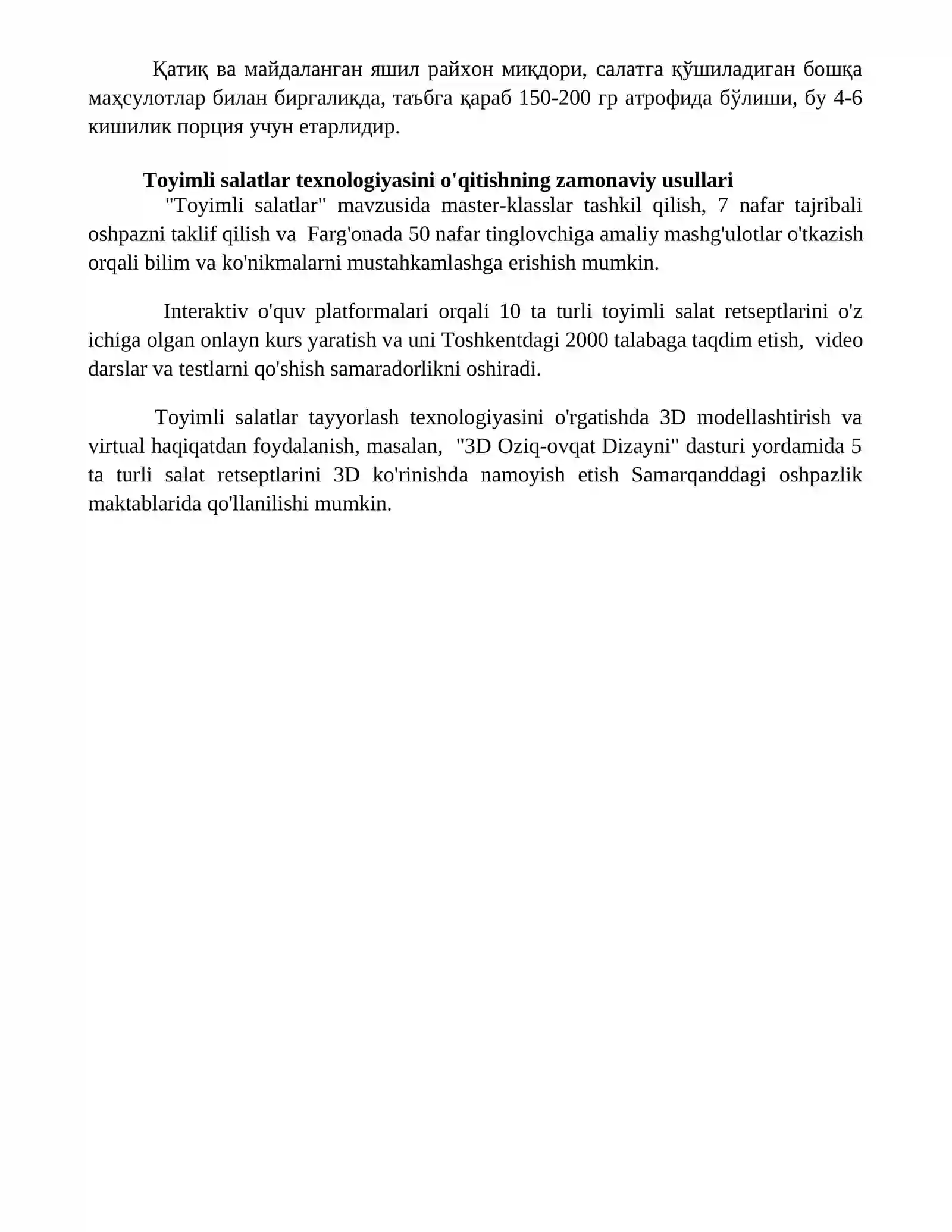Toyimli Salatlar Tayyorlash Texnologiyasini O'rgatish Uslublari 4