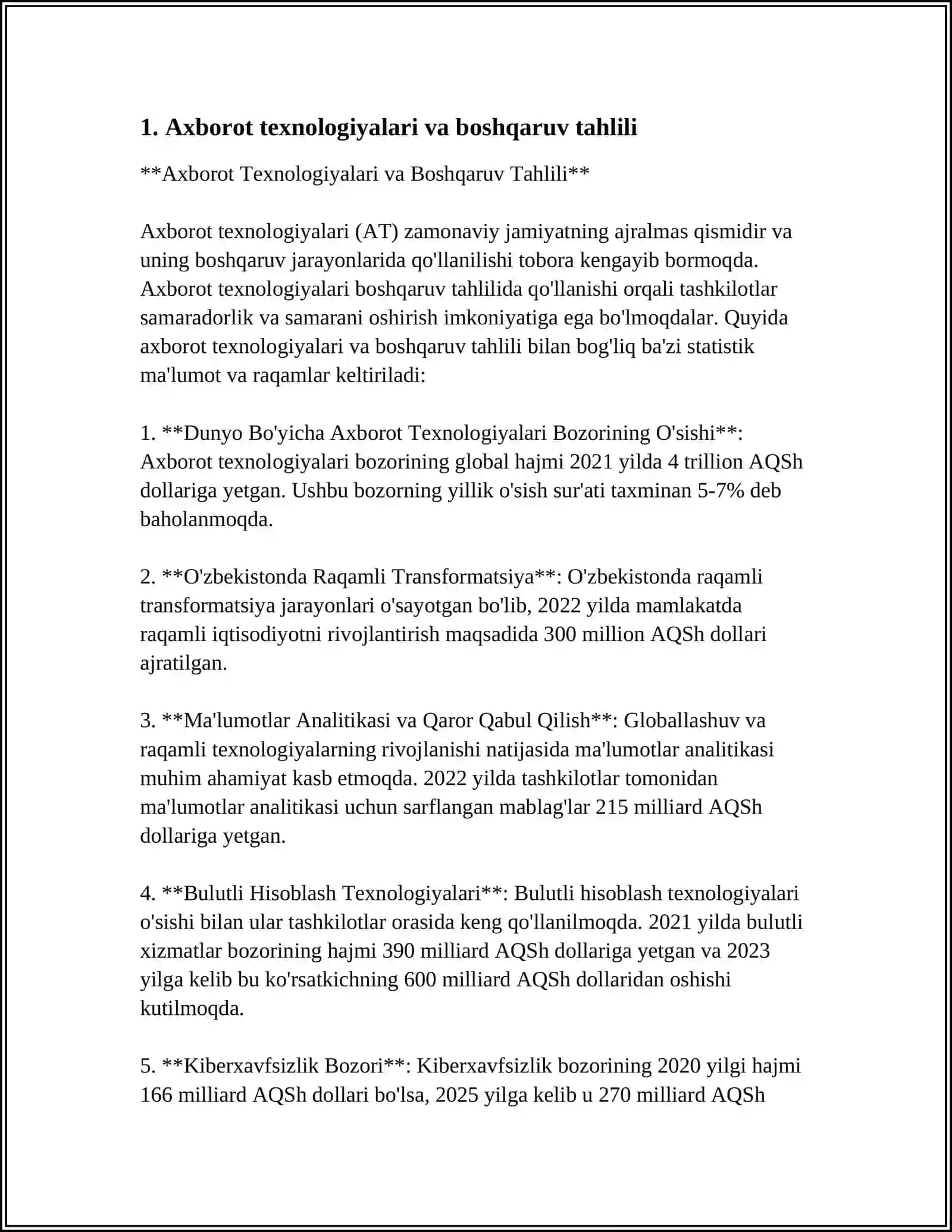 Axborot Texnologiyalari va Boshqaruv Tahlili 4