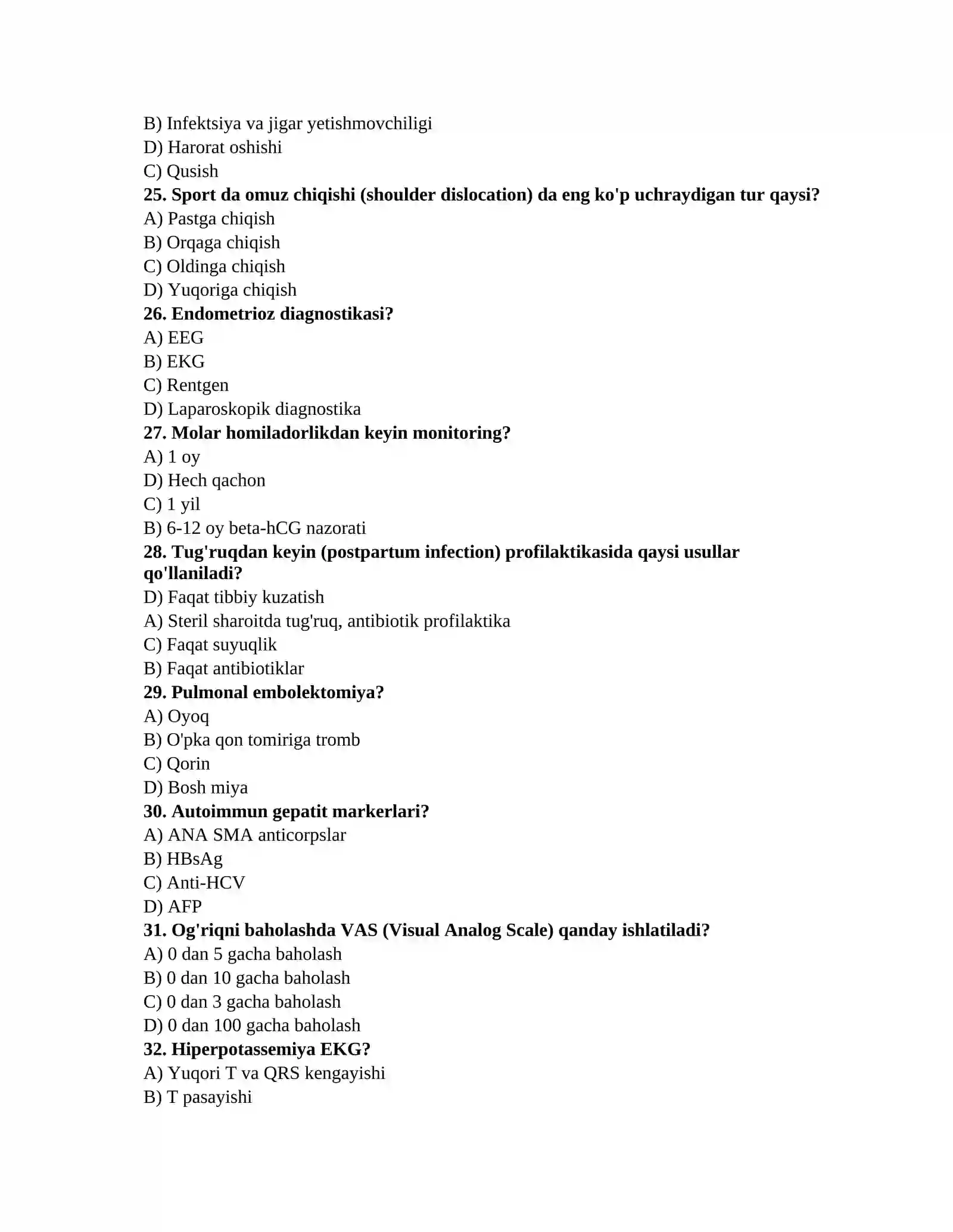 Mutaxassislik imtihon testi 4