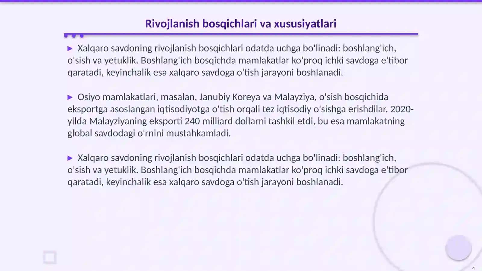 Osiyo mamlakatlari rivojlanishida Xalqaro savdoning roli 4