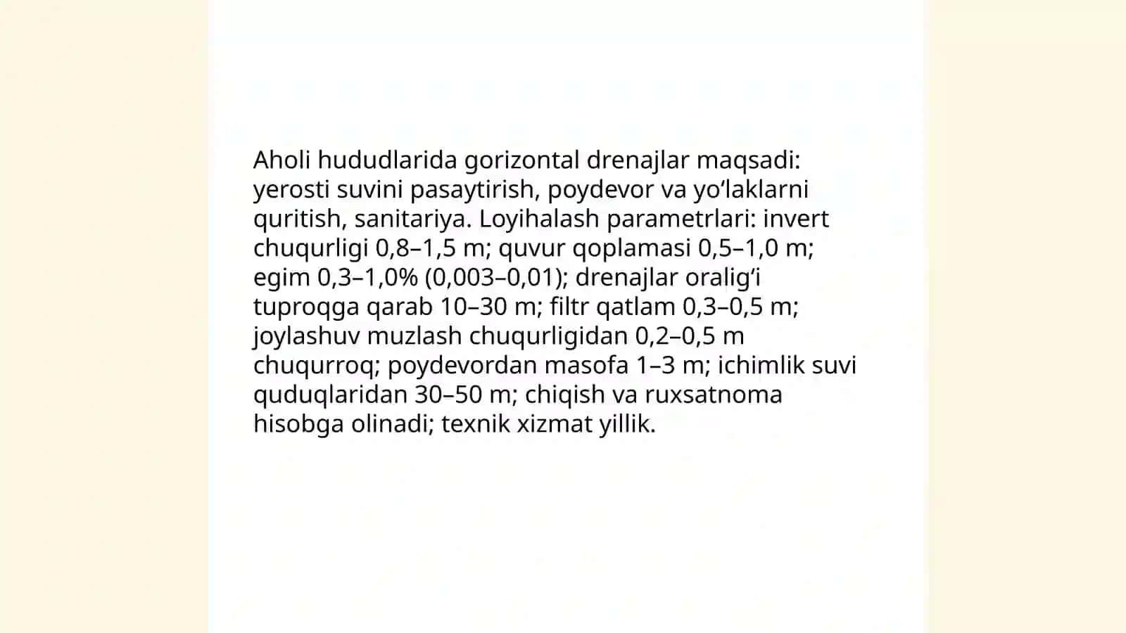 Gorizontal drenajlarni aholi va qishloq xo'jaligi sohasida qo'llanilishi 4