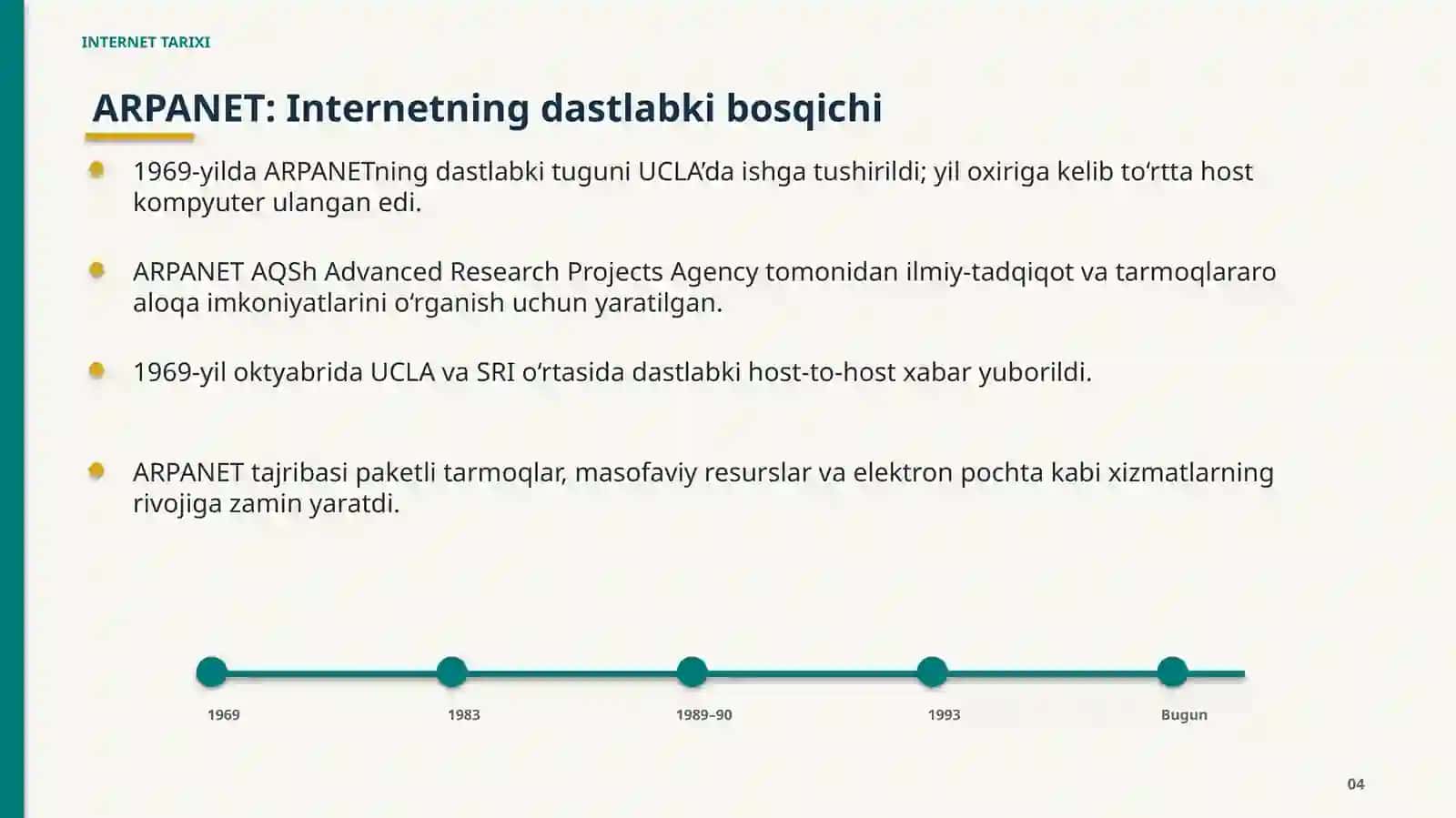 INTERNET VA UNING RIVOJLANISH TARIXI 4