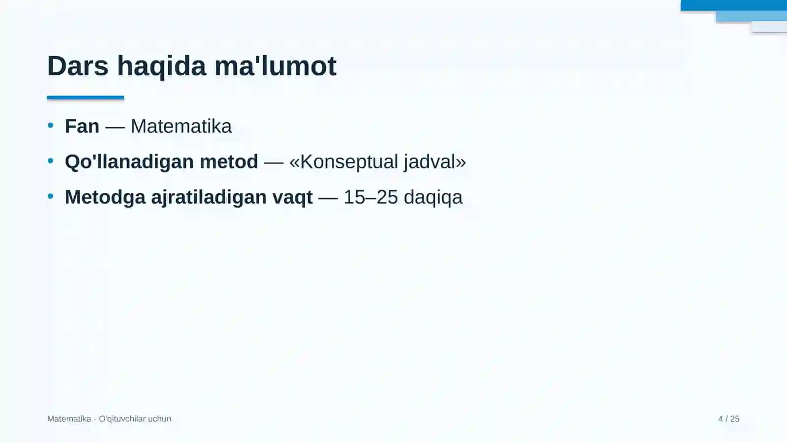 matematika darslarida konseptual jadval metodidan foydalanish 6087 4