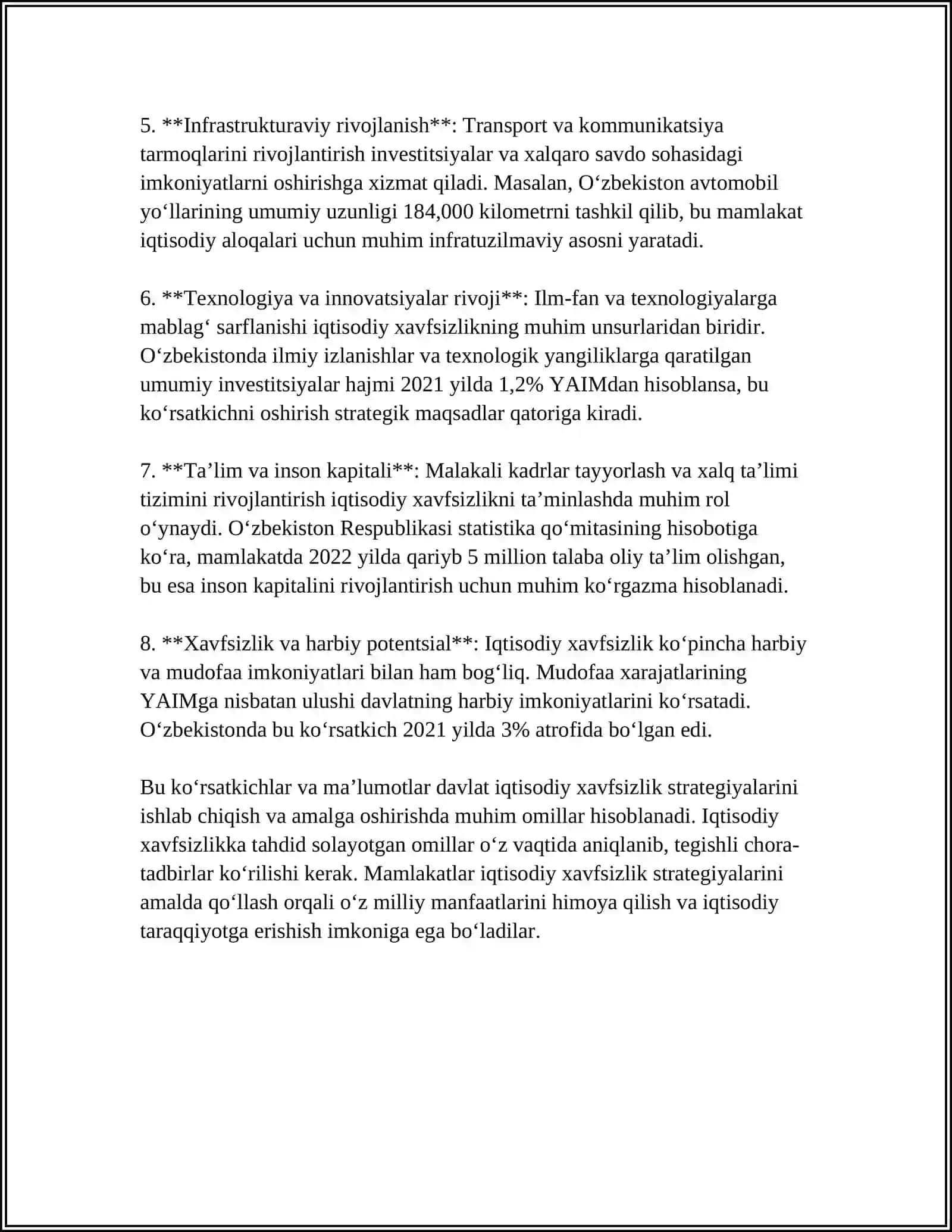 DAVLATNING MAMLAKAT IQTISODIY XAVFSIZLIGINI TA’MINLASH VAZIFALARI 4