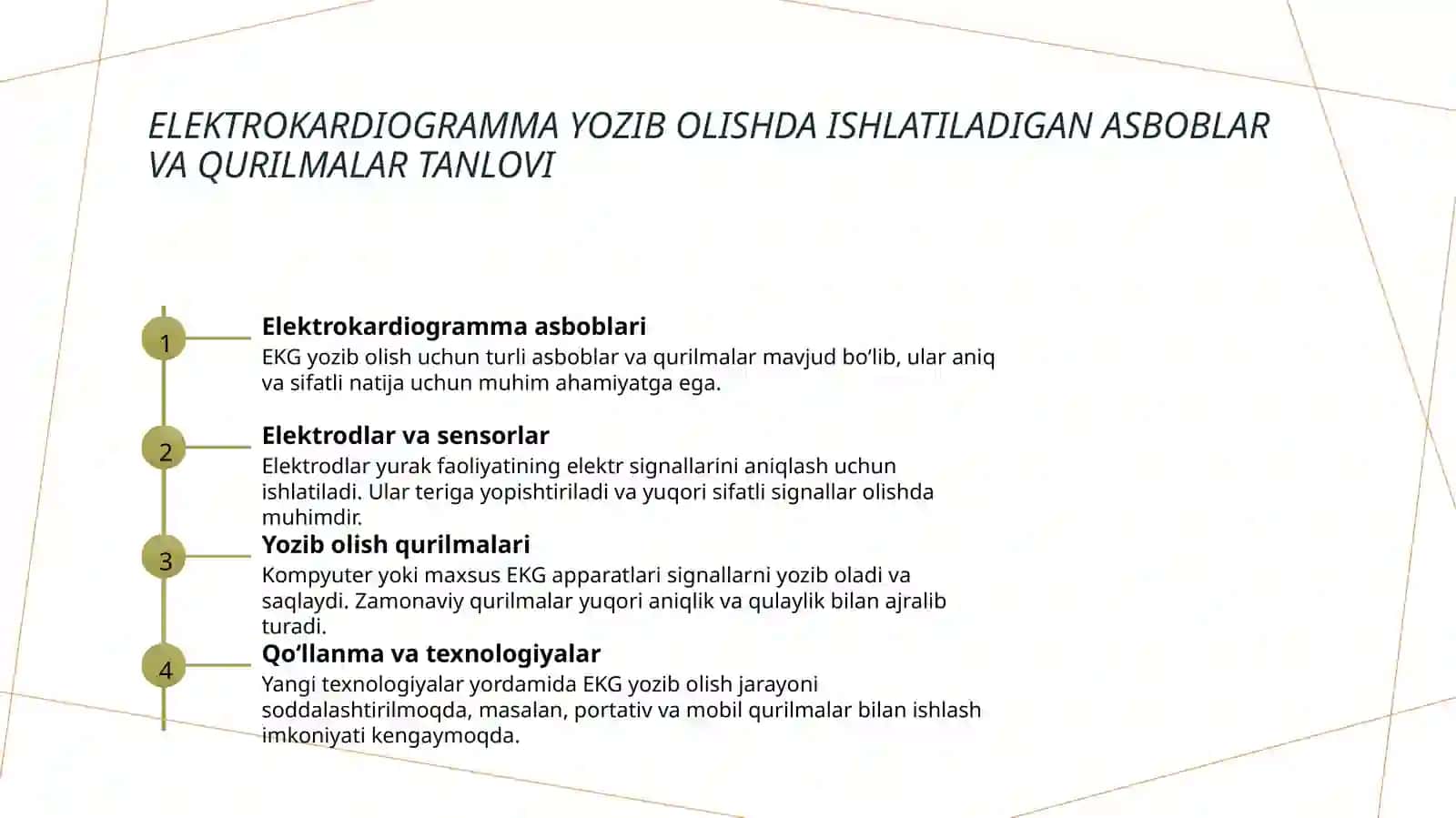 Elektro kardeo gramma (EKG)ni yozib olish 4