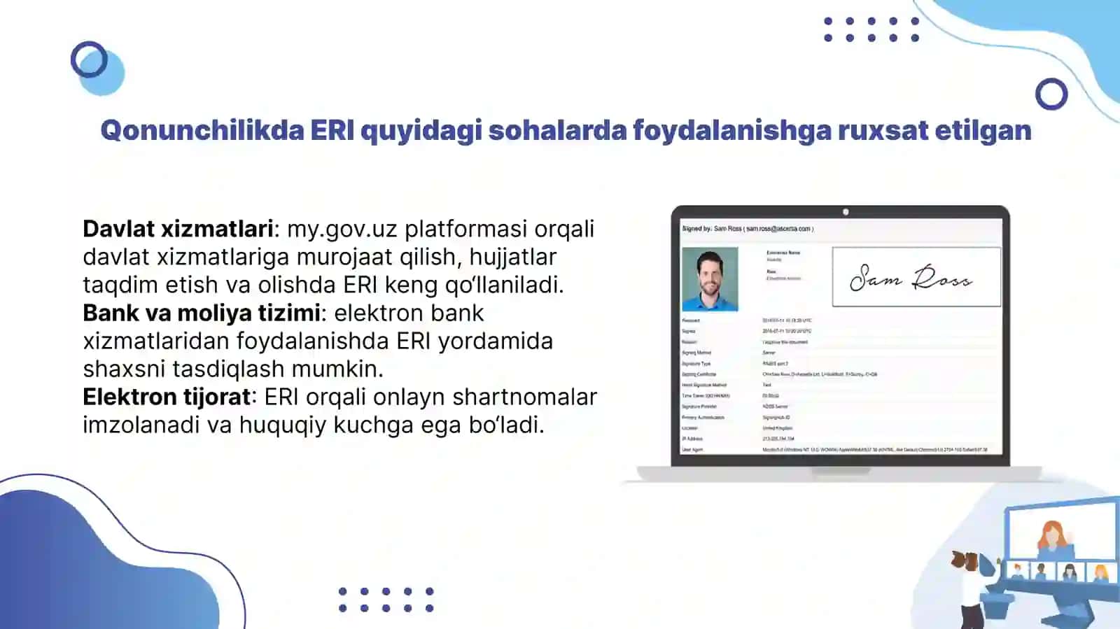 elektron  raqamli imzo va uni respublikamizda  taqbiq etish holati 4