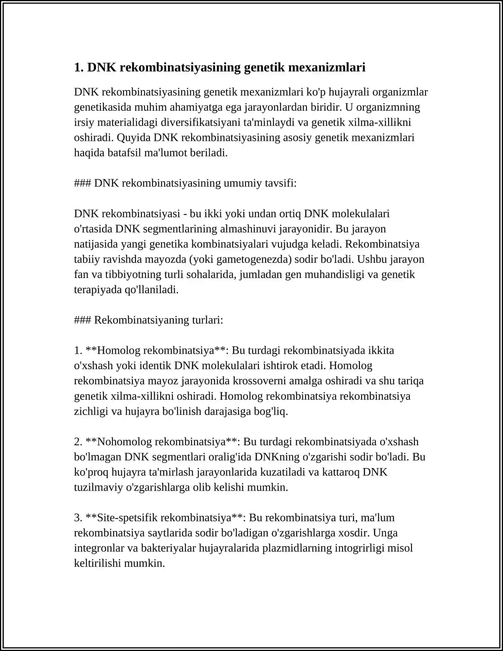 DNK REKOMBINATSIYASINING MOLEKULYAR MEXANIZMLARI 4