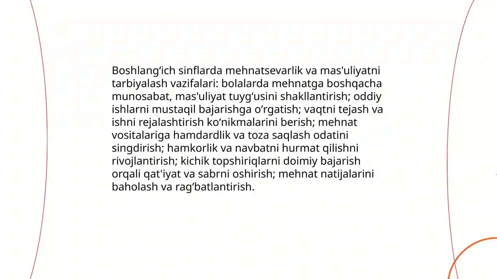 Boshlang'ich sinflarda mehnat tarbiyasining vazifalari 4