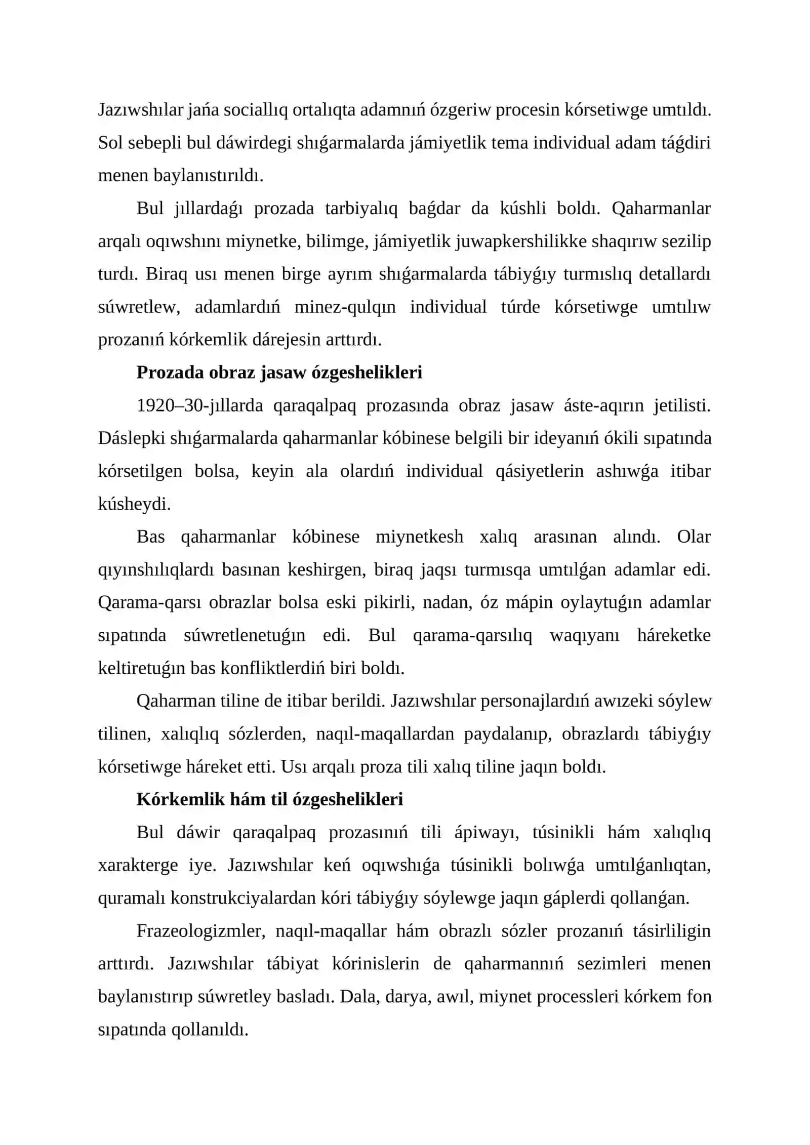 « Házirgi qaraqalpaq ádebiyatı hám ádebiy process» PÁNINEN 4