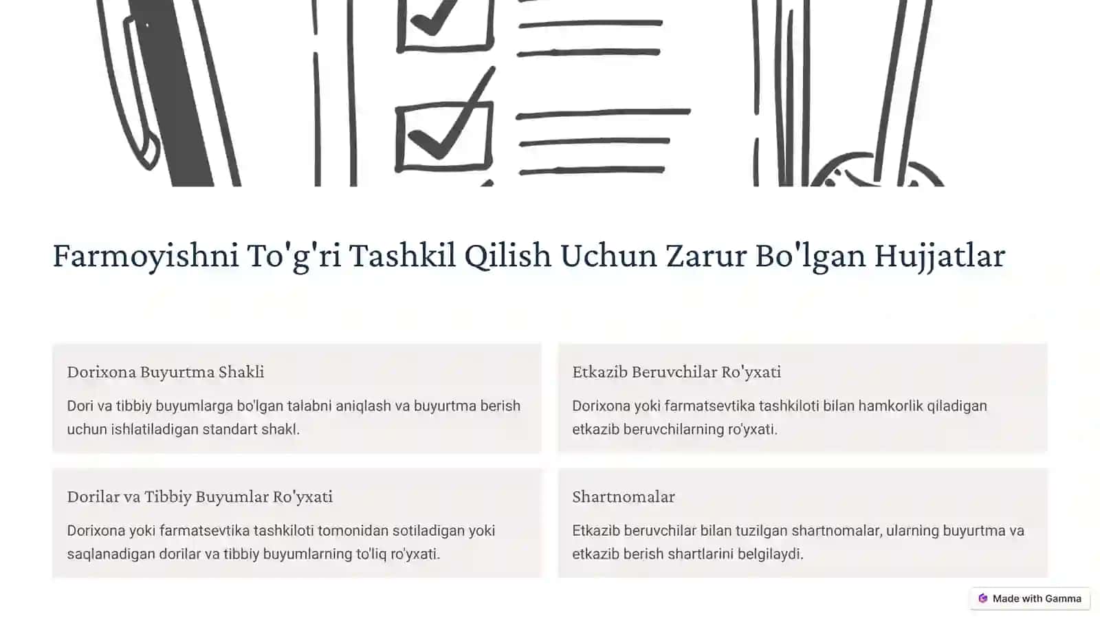 Dorixona va Farmatsevtika Tashkilotlarida Farmoyish va Tashkiliy Hujjatlarning Mohiyati 4