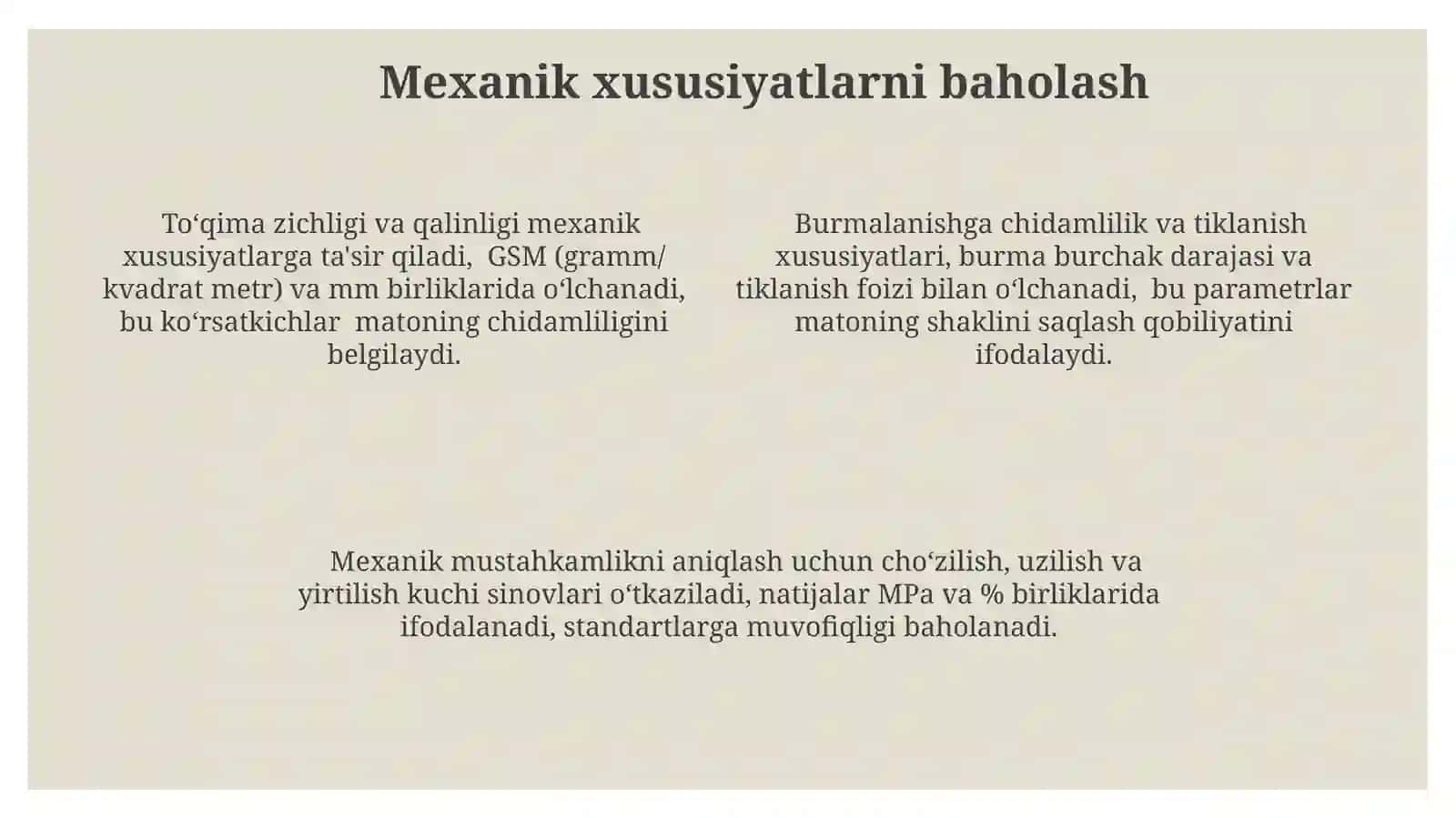 Standard bo'yicha trikotaj va noto'qima matolarni sifatini baholash 4