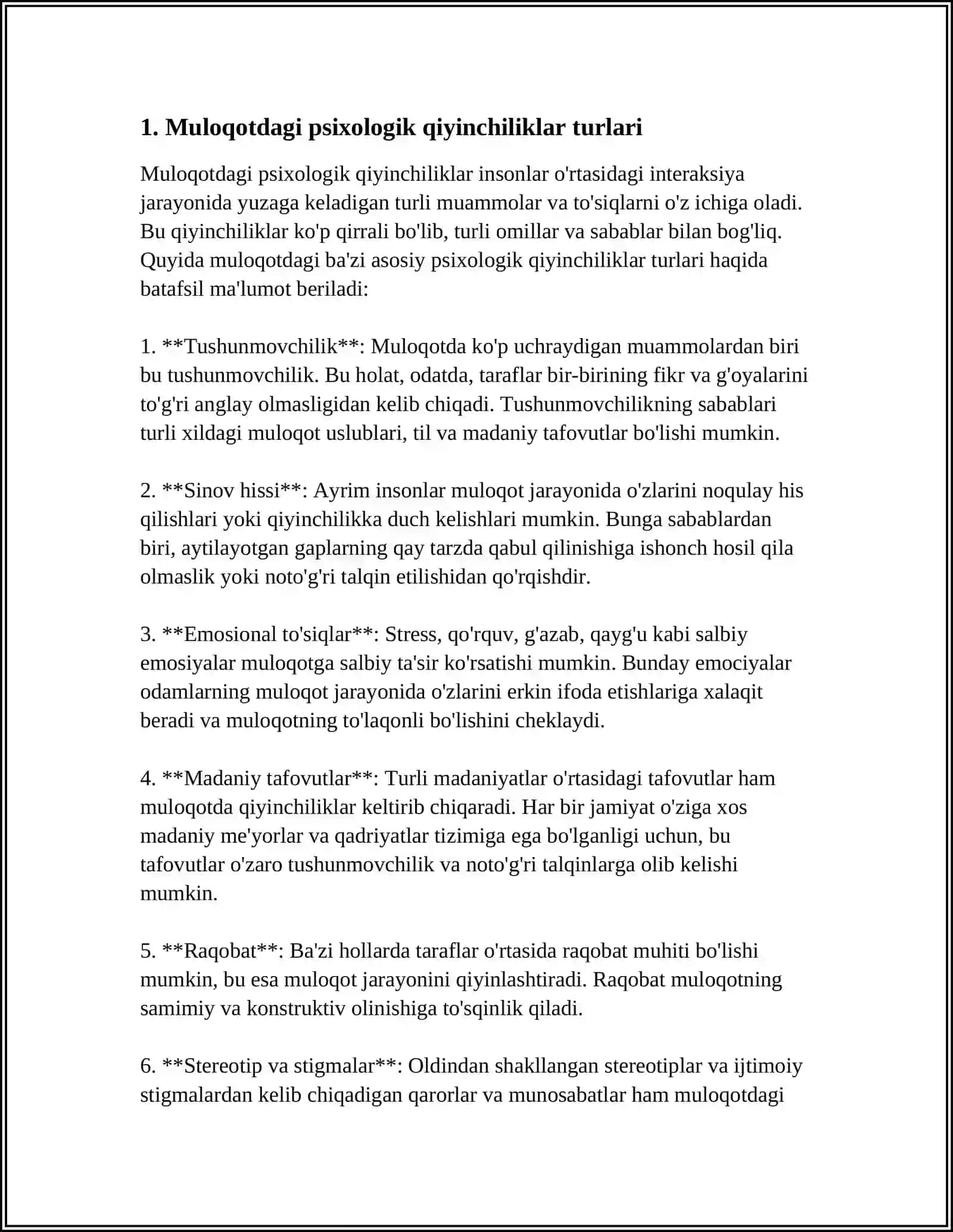 MULOQOTDAGI PSIXOLOGIK QIYINCHILIKLAR ULARNING KLASIFIKATSIYASINI NAMOYON BÖLISHI 4