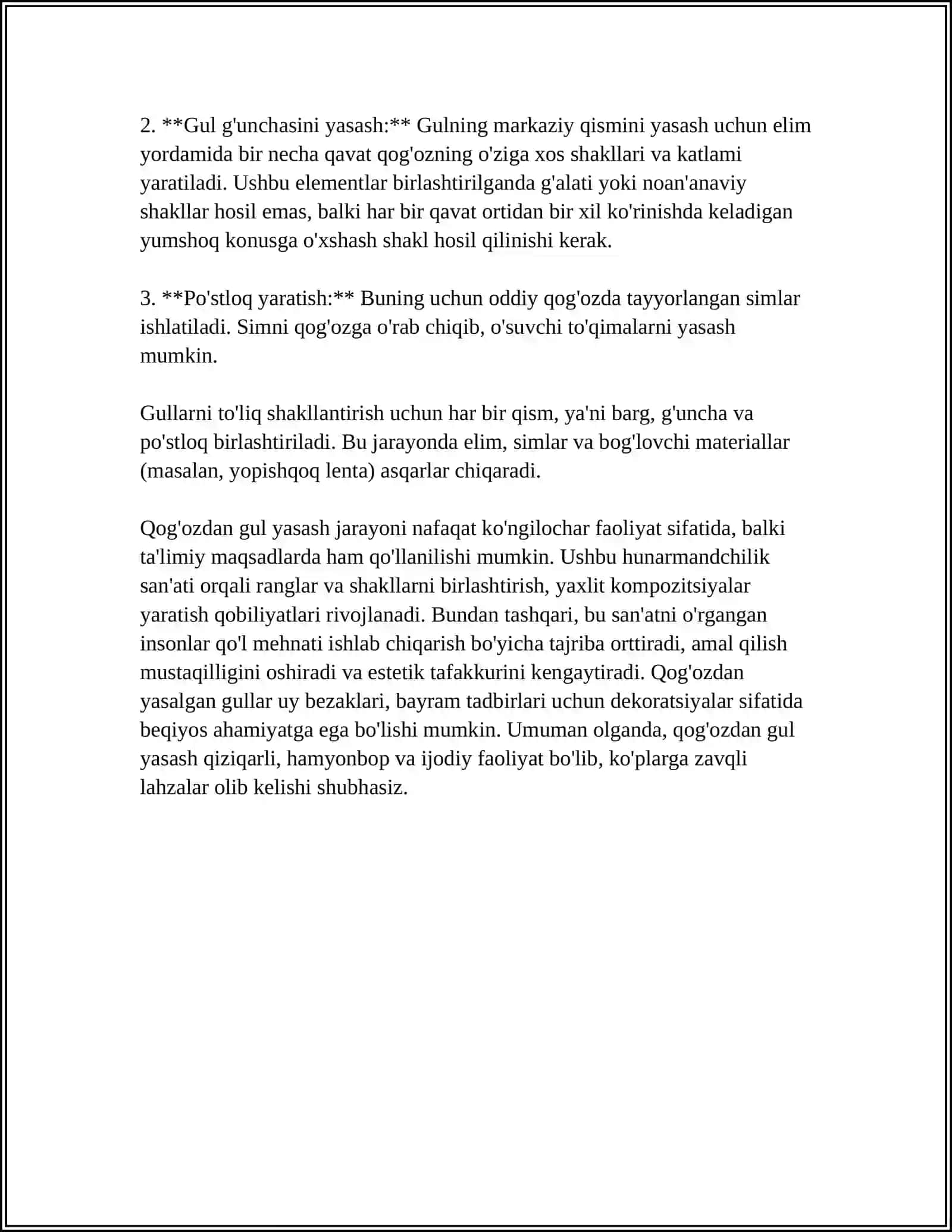 DEKARATIV QOG'OZ TURLARI 4