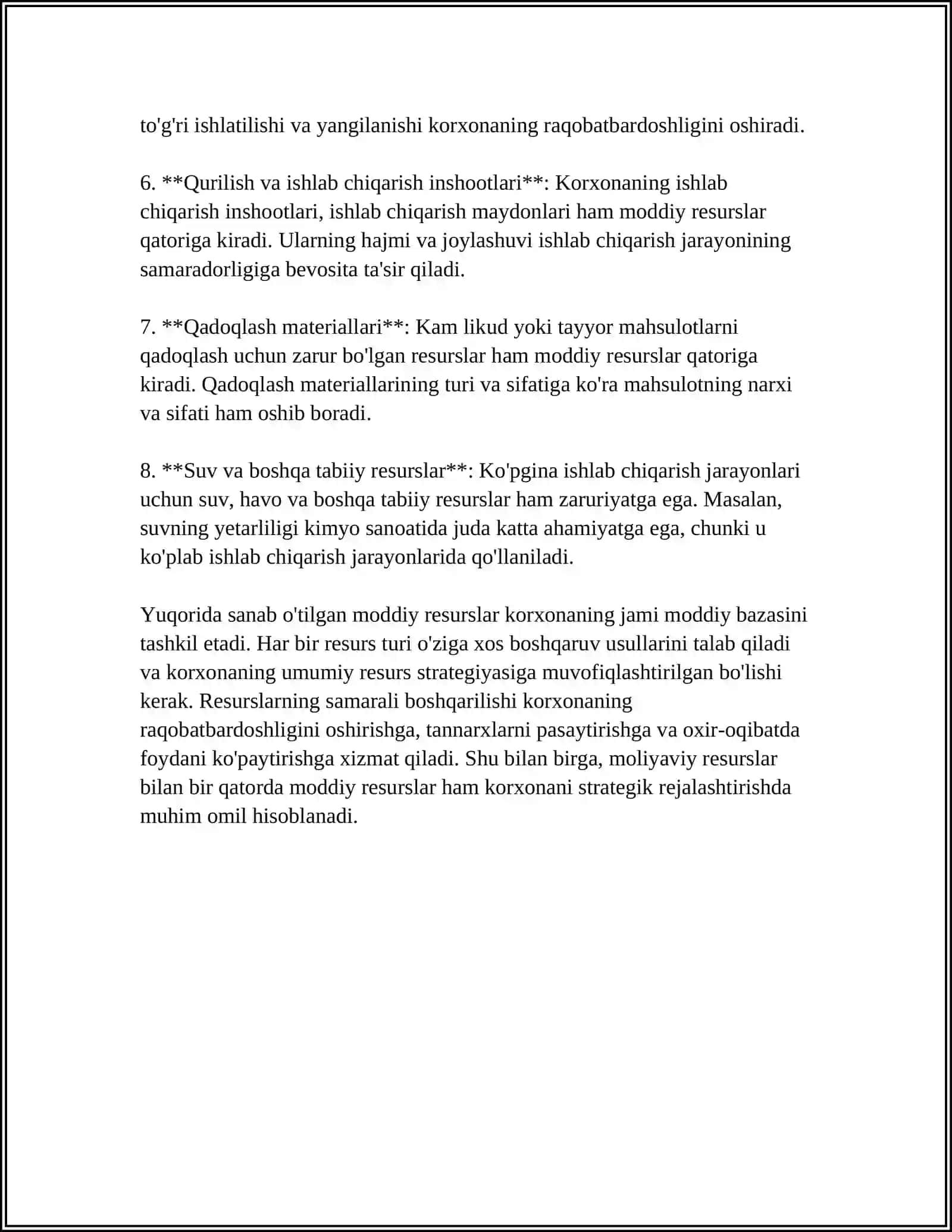KORXONANING MODDIY RESURSLAR BILAN TA’MINLANGANLIGI VA ULARDAN FOYDALANISH SAMARADORLIGINING TAHLILI 4