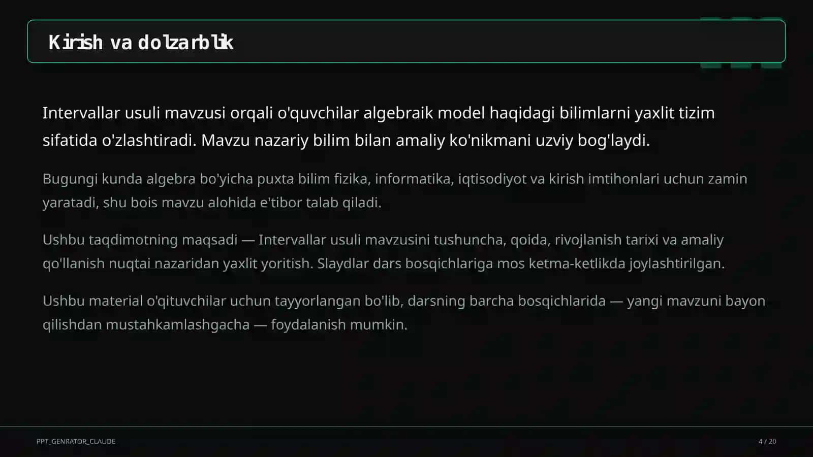 Intervallar usuli (9-sinf) 1