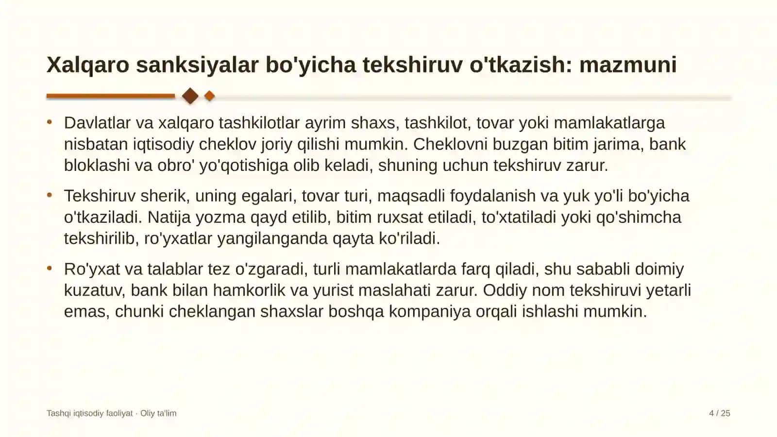 gaz transporti tizimida xalqaro sanksiyalar bo'yicha tekshiruv o'tkazish 5274 4