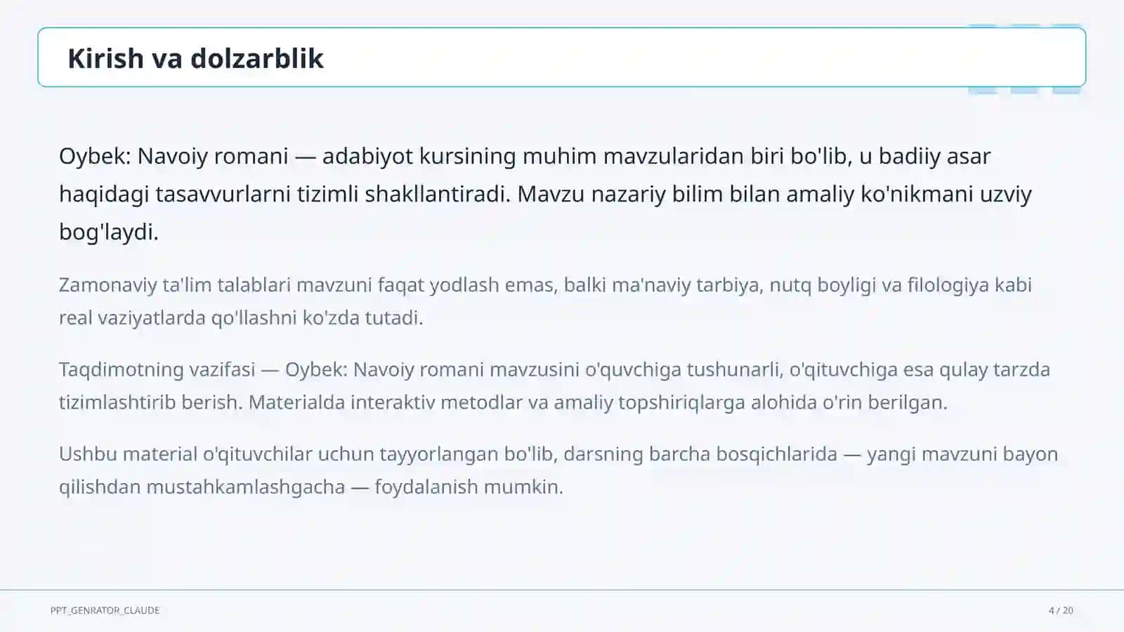 Oybek: Navoiy romani (10-sinf) 4