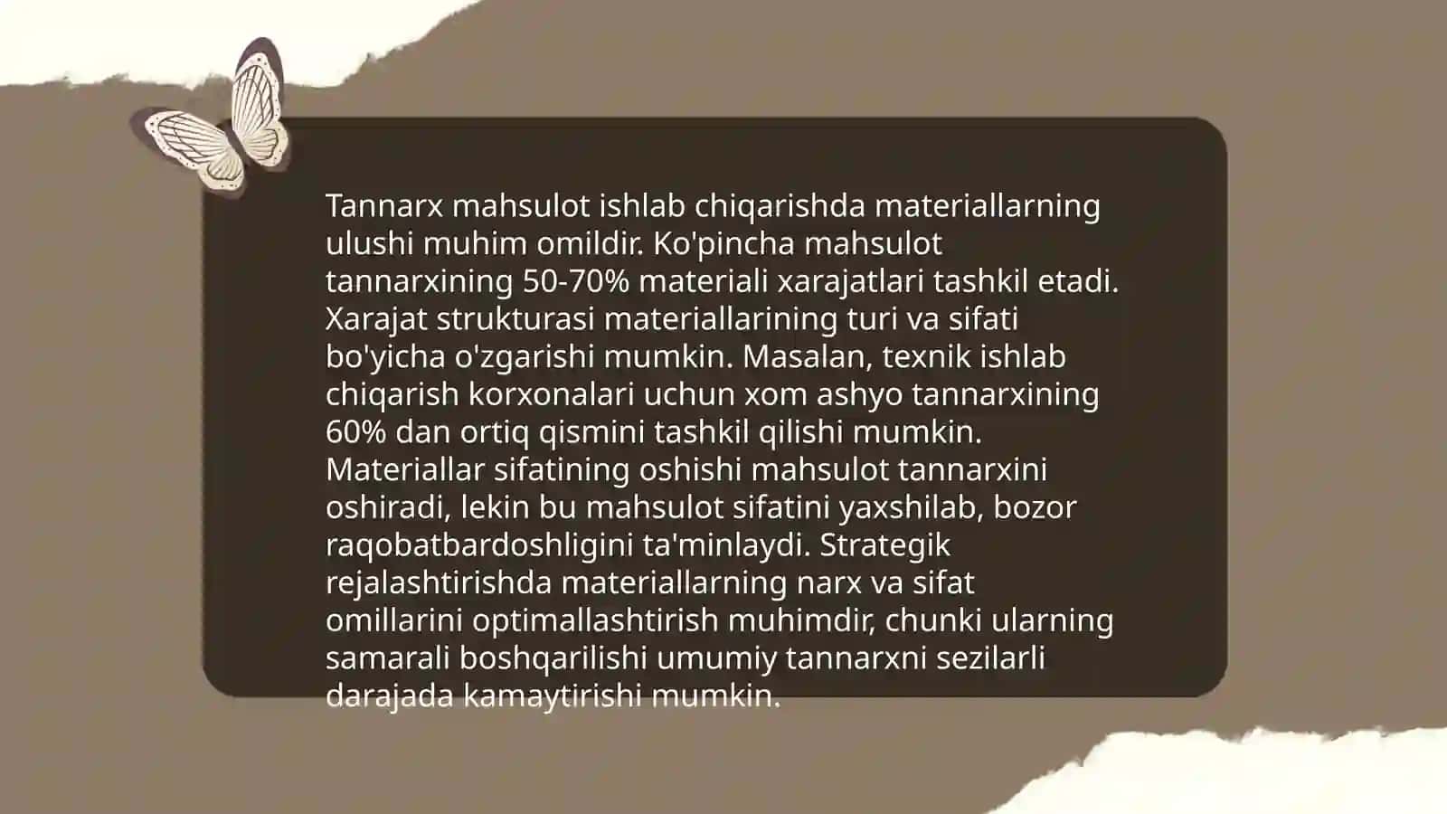 Mahsulot tannarxiga qo'shiladigan material xarajatlari qanday tahlil etiladi? 4