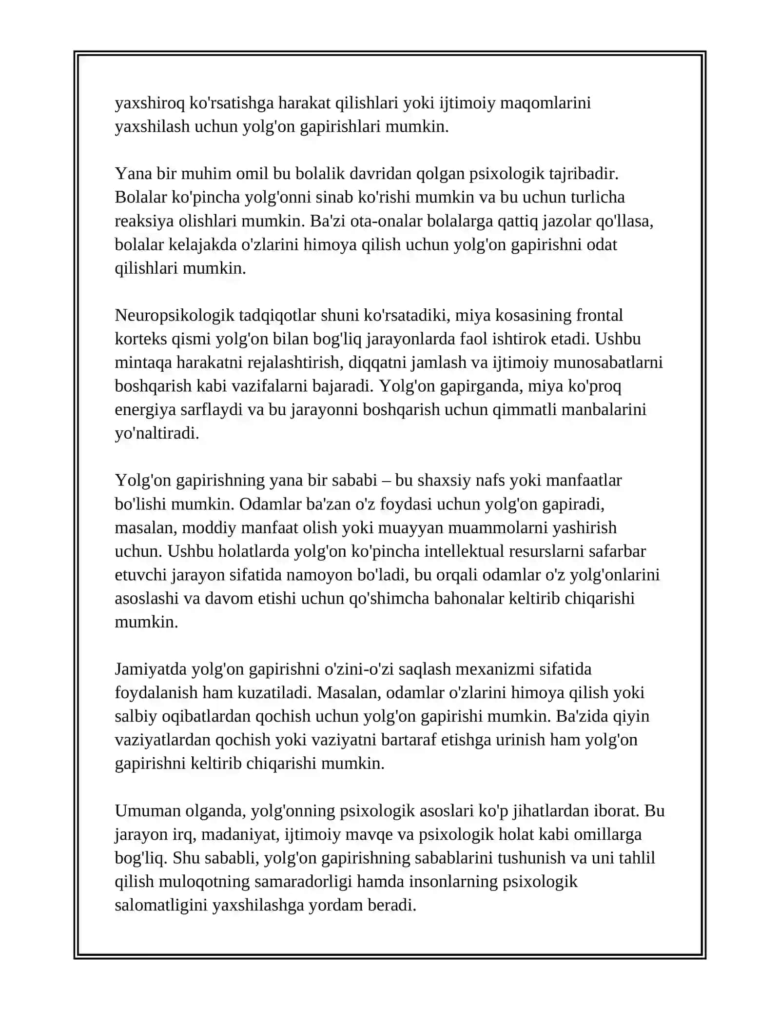 YOLG'ON PSIXOLOGIYASI VA UNI FOSH ETISH 4