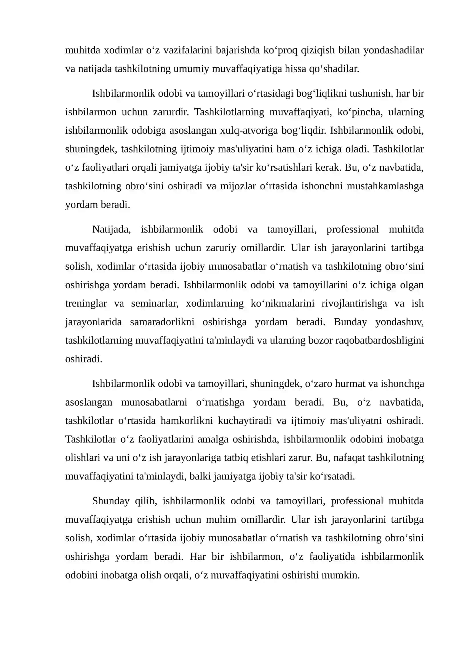 Ishbilarmonlik odobi va tamoyillari 4