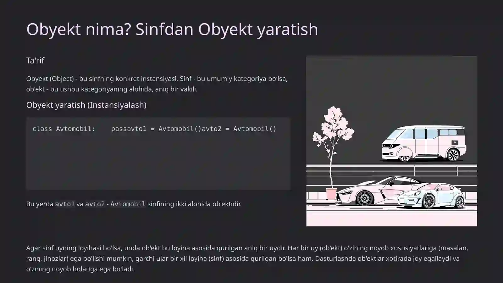 Paythonda Sinf va Obyekt yaratishga kirish 4