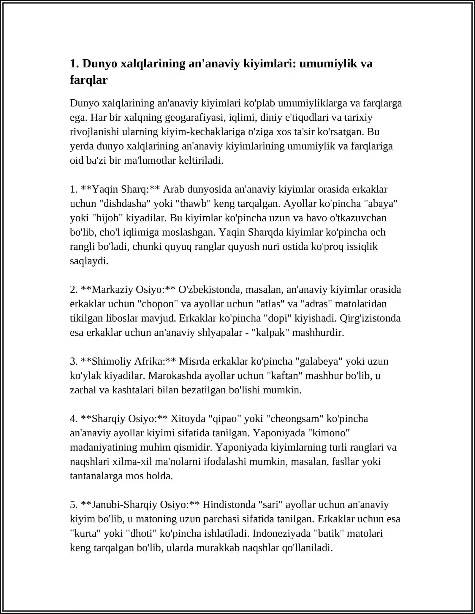 DUNYO XALQLARI MADANIYATIDAGI UMUMIYLIK VA FARQLAR VEDIOROLIK TAYYORLASH 4