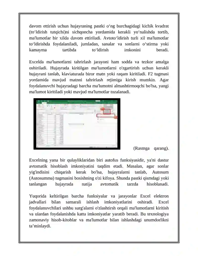 EXCEL ELEKTRON JADVALLAR BILAN ISHLASH 4