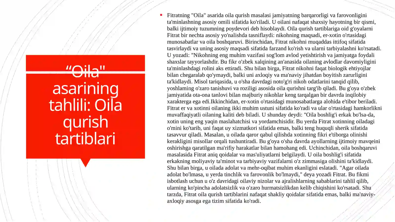 A.Fitratning "Oila asari"dagi oila qurish tartiblari va farzand tarbiyasi" 4