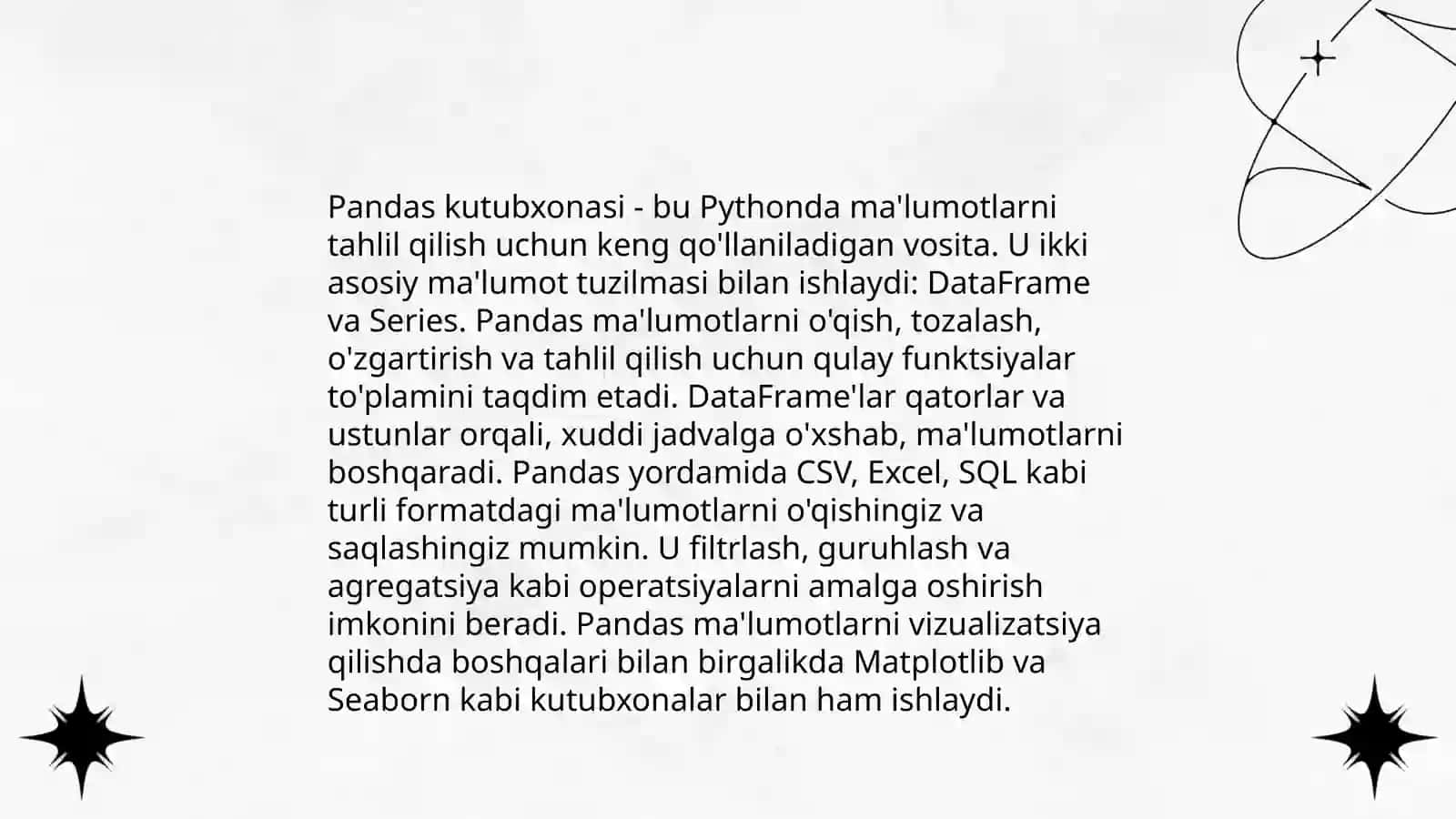 Python kutubxonalarini ma'lumotlar bilan ishlashda qo'llash 4
