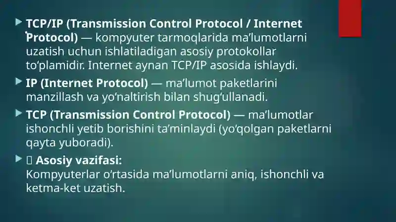 TCP/IP protokoli ishlash prinsipi 4
