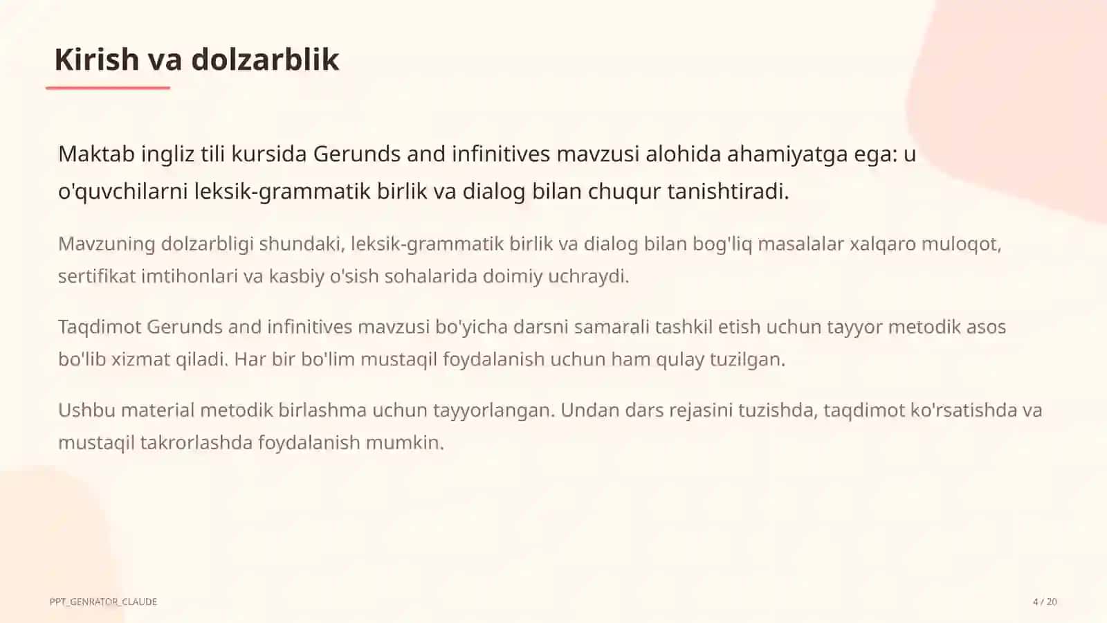 Gerunds and infinitives (11-sinf) 4