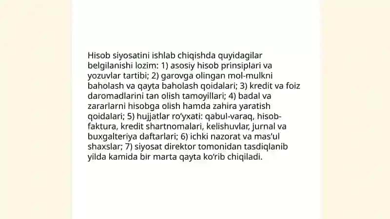 Lombart xizmatlarini ko'rsatuvchi sub'cktlarda buxgalteriya hisobi 4