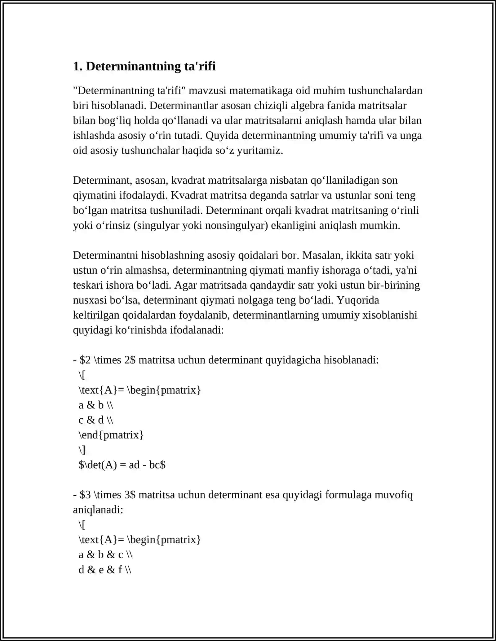 DETERMINANT 4